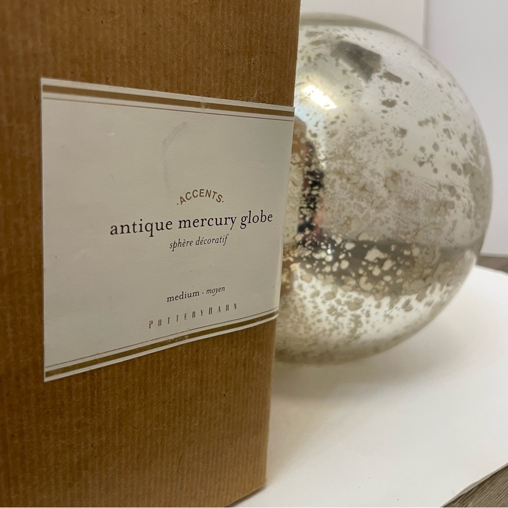 Pottery Barn Antiqued Mercury Globe - Medium Decorative Holiday Glass Orb